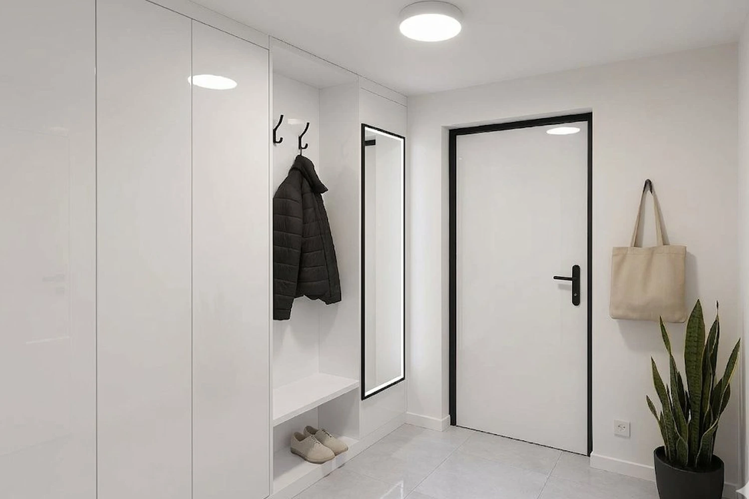 Moderná zostava do chodby s úložným priestorom